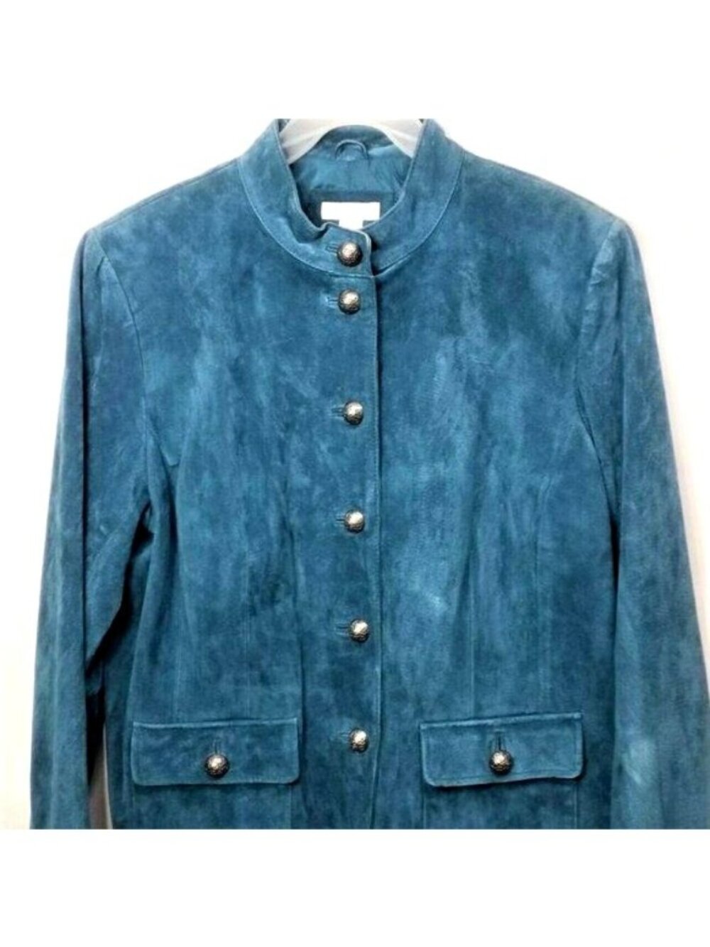 Charter Club 100% Blue Suede Leather Jacket Size Large